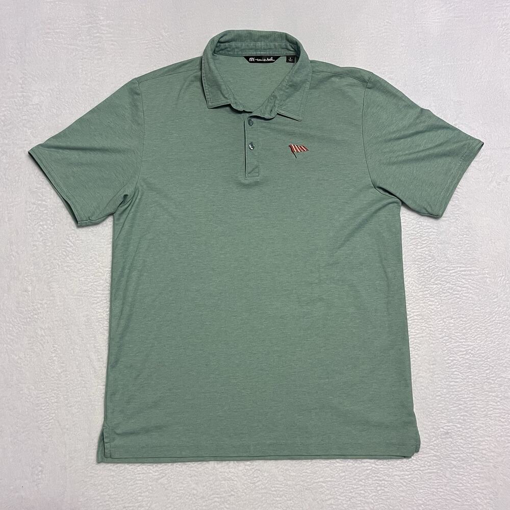 Travis Mathew Polo Shirt Mens Large Short Sleeve Golf Performance Green Flag